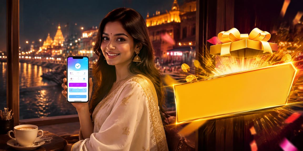 User making mobile payment using UPI app in Varanasi